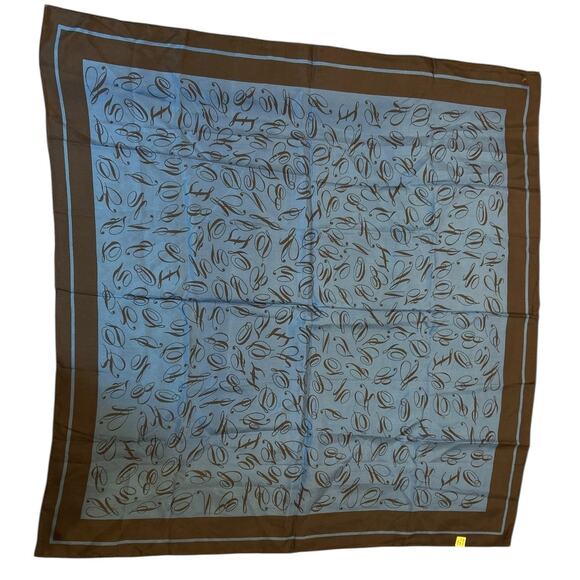 AVON Royal Blue Black 100% Silk Handrolled Hem Letter Alphabet Teacher Scarf 32" - Picture 5 of 5